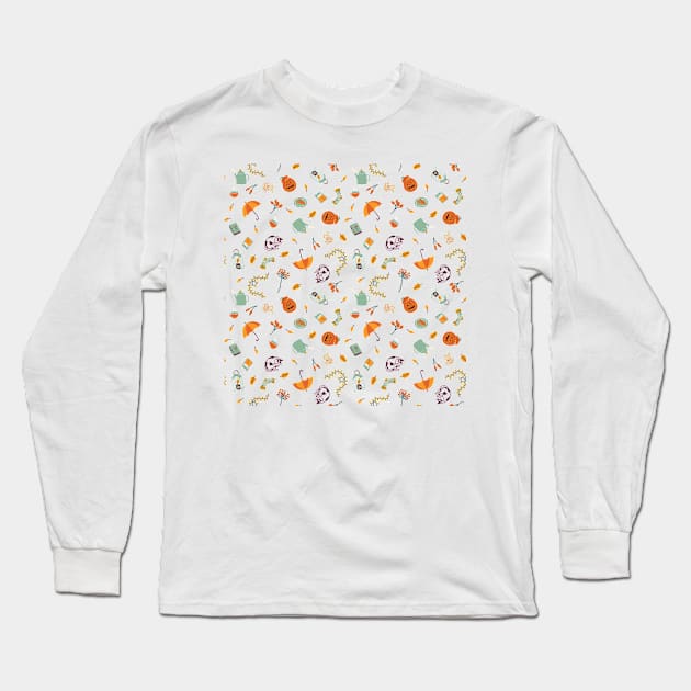 Pattern with different autumn elements Long Sleeve T-Shirt by DanielK